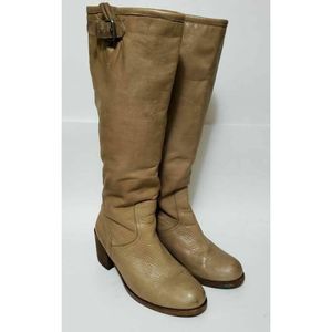 Dolce Vita Womens 9 Riding Boots Beige Leather Block Heel Knee High